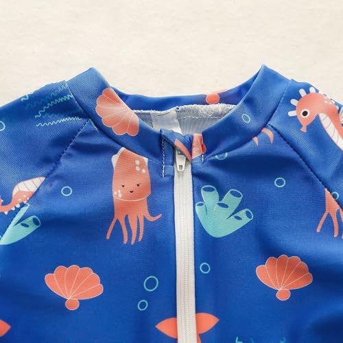AIWUHE Boys One Piece Swimsuit Toddler Swimwear Rash Guard Suits Short Sleeve Zipper Bathing Suit UPF 50+ Beach Sunsuit 6M-3Y3