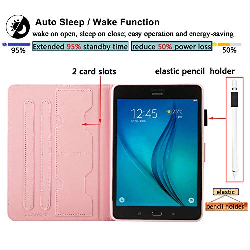 Uucovers Galaxy Tab A 8.0 Tablet Case 2015 (Sm-T350/T355), Smart Folio Stand Pu Leather Magnetic Cover With Card Pocket Pencil Holder [Auto Wake/Sleep] For Samsung Tab A 8.0 Inch 2015, Black Panda #TOP3