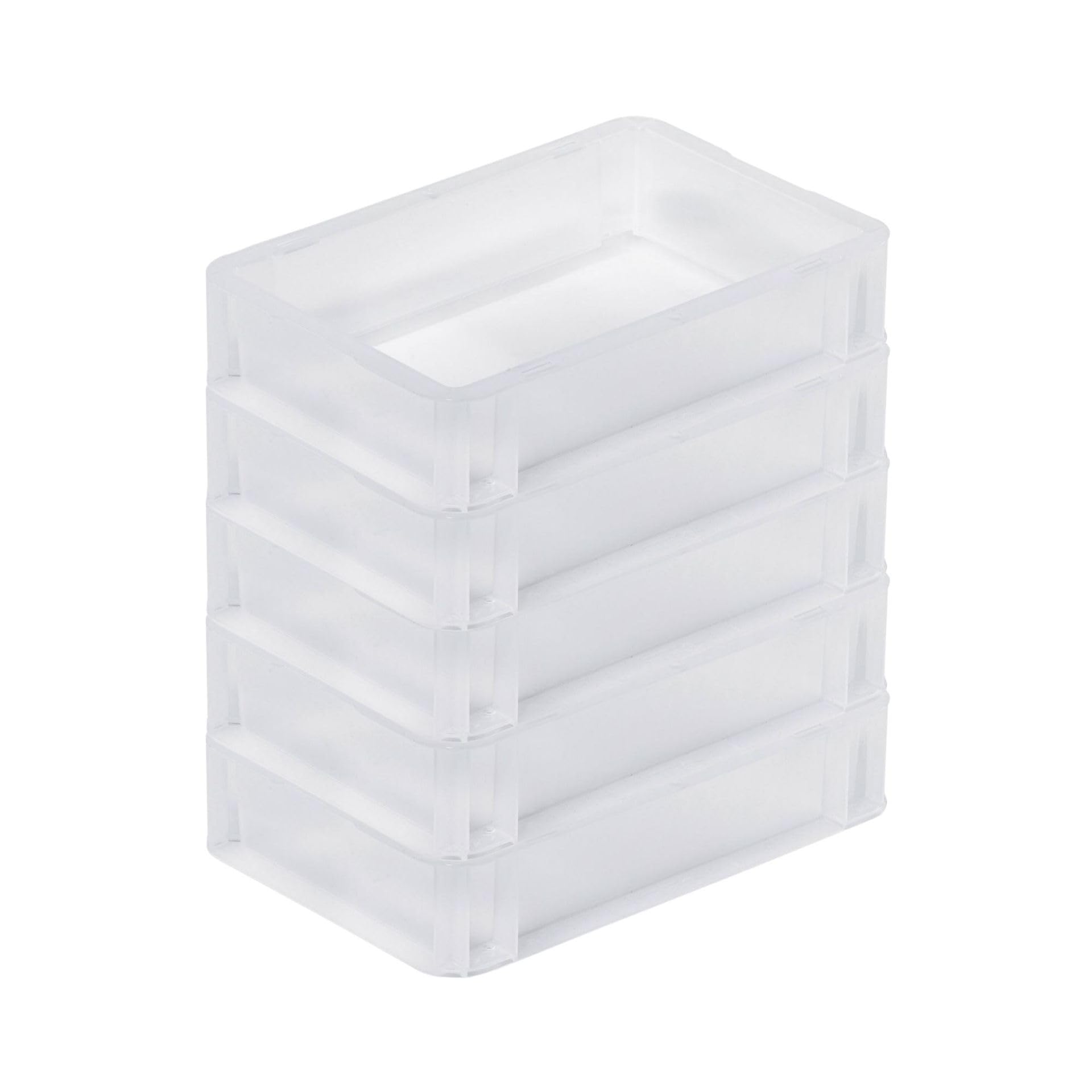 PROREGAL SuperSparSet 5x Transparenter Eurobehälter BasicLine mit geschlossenem Griff & Klickdeckel | HxBxT 7x20x30cm | 2,9 Liter | Eurobox Transportbox Transportbehälter Stapelbehälter