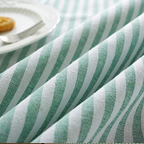 meioro Tablecloths Striped Tassel Table Cloth Rectangular Tablecloth Cotton Linen Table Cover Suitable for Home Kitchen Decoration (Green/White Stripes,140×220cm) - Image 4