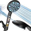 Cobbe Filtered Shower Head with Handheld, High Pressure 9-Mode Shower head Filters, 20 Stage Water Softener Filters Beads for Hard Water - Remove Chlorine - Reduces Dry Itchy Skin, Matte Black