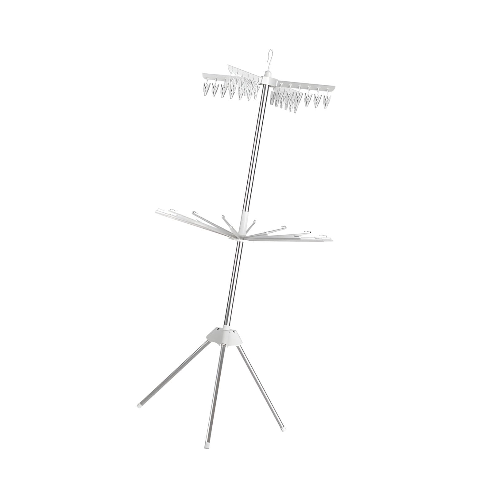 Jazuaiao Strong Rustless Two Layer Pliable Drying Rack with Multiple Fasteners and Tool Complimentary Assembly for Permanent Home Laundry Limited Drying Rack