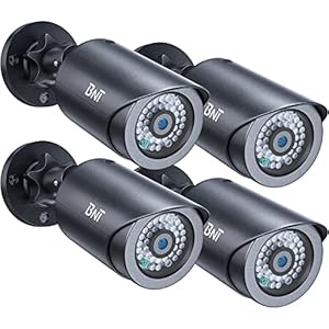 BNT Dummy Fake Security Camera, with One Red LED Light at Night, for Home and Businesses Security Indoor/Outdoor (4 Pack…