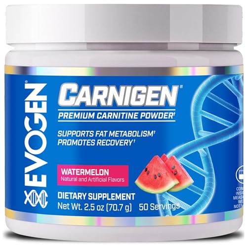 Evogen Carnigen - Premium Carnitine Powder | Supports Fat Metabolism & Promotes Recovery | Stimulant-Free L Carnitine Supplement Matrix with Acetyl L-Carnitine | Watermelon | 50 Servings