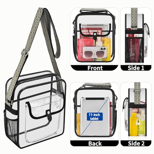 Image of SPODEARS Clear Crossbody Bag for Stadium, Concert, Festival & More - Adjustable Shoulder Strap & Bottle Holder