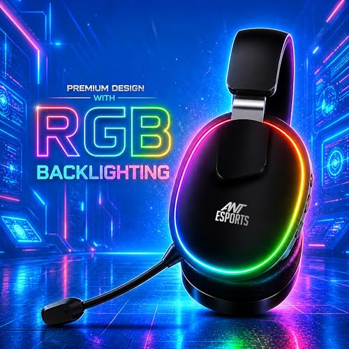 Image of Ant Esports Stealth 30 Tri-Mode Wireless Gaming Headset |Bluetooth 5.4 | 2.4GHz | Wired|50mm Drivers Detachable Mic 1200mAh Battery Durable Frame Over Ear Headphone PC PS5 PS4 Xbox Mobile Laptop Black