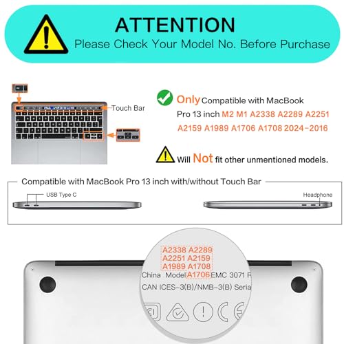 MOSISO Compatible with MacBook Pro 13 inch Case M2 M1 2026 2025-2016 A2338 A2251 A2289 A2159 A1989 A1708 A1706,Soft TPU Bumper Anti-scratch Hard Shell Cover&KeyboardSkin&ScreenFilm&Pouch - Image 2