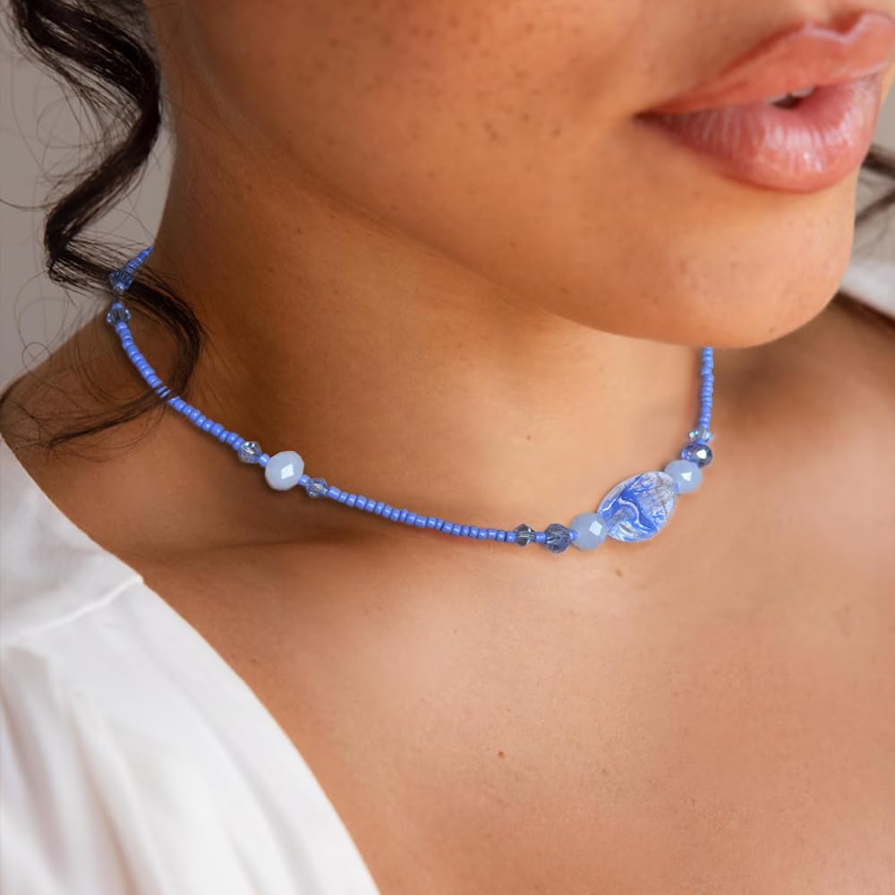 Beaded Necklaces for Women Summer Beach Beaded Necklace Bead Choker Boho Necklaces for Women Handmade Summer Jewelry Stainless Steel 18K Gold Plated - Image 3