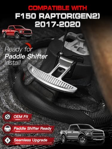 Heated Steering Wheel for F150 Raptor 2017-2020 Carbon Fiber Steering Wheel with Heated D-shaped Flat-bottom Preforated Leather Grip Hand-Stitched Compatible with Raptor with Paddle Shifters - Image 3
