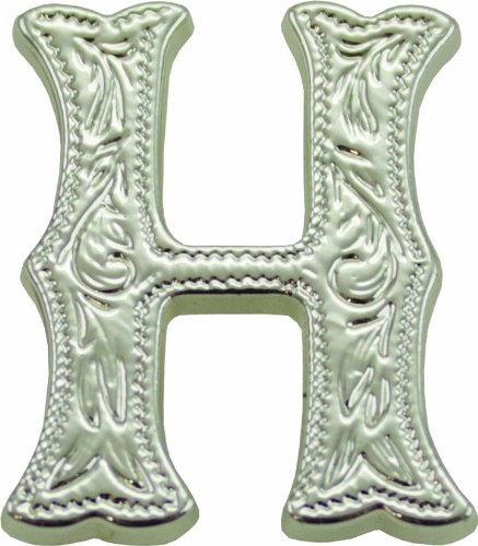 SLC Alphabet Letter Concho, H (Shiny Nickle/Silver)