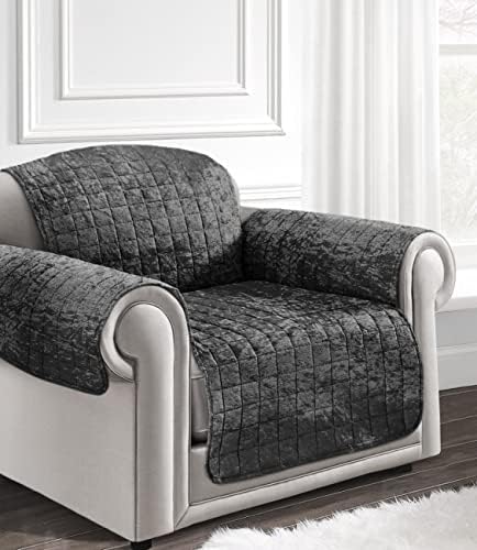 Original Luxury Crushed Velvet Sofa Quilted Protector Slip Cover for Pets Machine Washable (3 Seater/Sofa, Navy Blue)