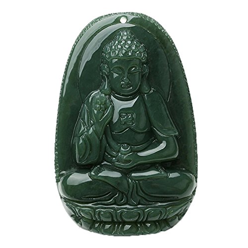yigedan Collier avec pendentif Bouddha Sakyamuni Bodhisattva en jade naturel Cover