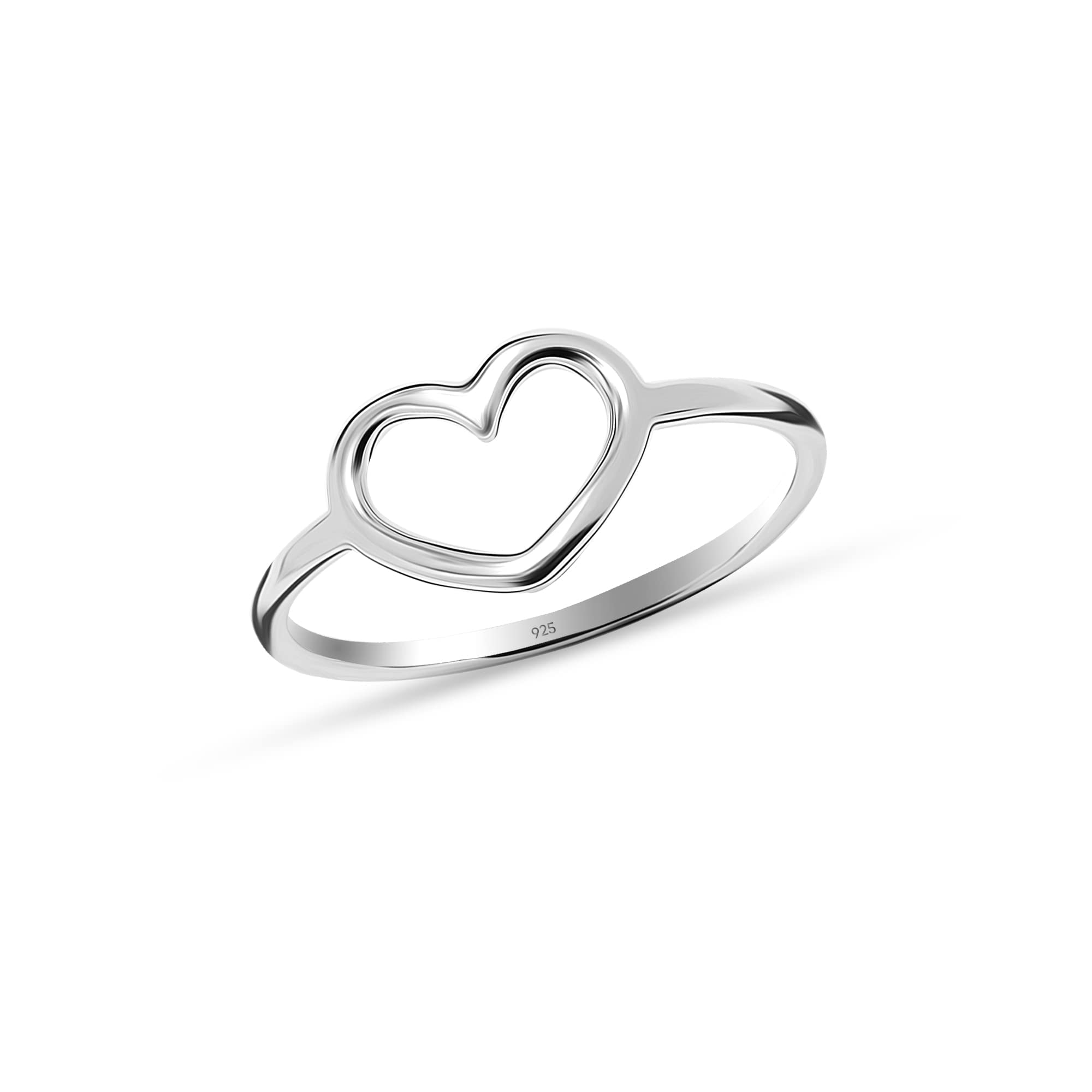 LeCalla 925 Sterling Silver BIS Hallmarked Open Heart Hypoallergenic High Polish Wedding Ring for Women Girls Size -5 (B0C6SXYLNH) Amazon Price History, Amazon Price Tracker