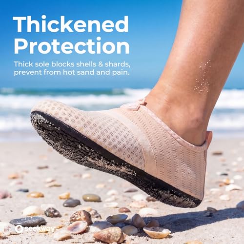 Image of SEEKWAY Water Shoes Quick-Dry Aqua Socks Barefoot Slip-on for Beach Pool Swim River Yoga Lake Surf Women Men Black SK001