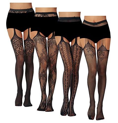 Image of Chalier Fishnet Stockings Lace Tights Thigh High Stockings for Women
