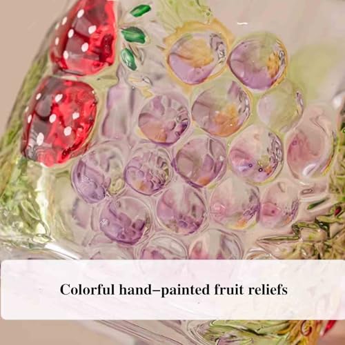Vaso soplado a relieve artesanal con motivos de uvas y acabado de alta cristalería 7