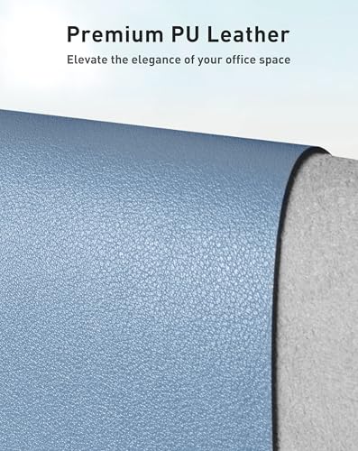 Image of Aothia Faux Leather Desk Mat - Large Mouse Pad, Non-Slip PU Leather Blotter, Waterproof Writing Surface for Office and Home (Denim Blue, 63 inch x 17 inch)