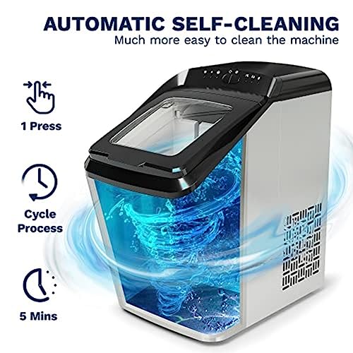 Eiswürfelmaschine, selbstreinigend, 9 Eiswürfel in 7 bis 10 Minuten, 2,8 Liter Eismaschine mit Schaufel und Eiswürfelkorb, Cubett-Maschine 7 Eiswürfelmaschine, selbstreinigend, 9 Eiswürfel in 7 bis 10 Minuten, 2,8 Liter Eismaschine mit Schaufel und Eiswürfelkorb, Cubett-Maschine