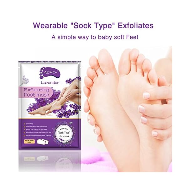 ALIVER Foot Peel Mask 3 Pack, Exfoliator Peel Off Calluses Dead Skin Callus Remover, Baby Soft Smooth Touch Feet-Men Women (Lavender)