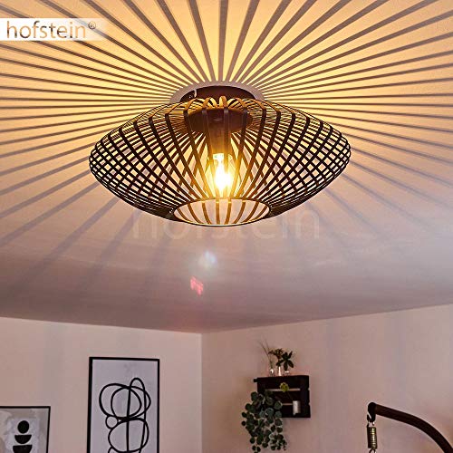 hofstein Plafonnier Wemude en métal noir, abat-jour rétro-moderne créant un jeu de lumière au plafond, idéal dans un salon vintage, pour 1 ampoule E27, ampoule(s) non incluse(s) Cover