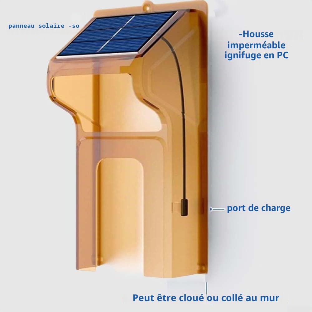 Sonnette de porte solaire sans fil avec couvercle étanche, vision nocturne, interphone bidirectionnel, caméra de sécurité extérieure pour la maison, le jardin, l'entrée (avec sonnette)