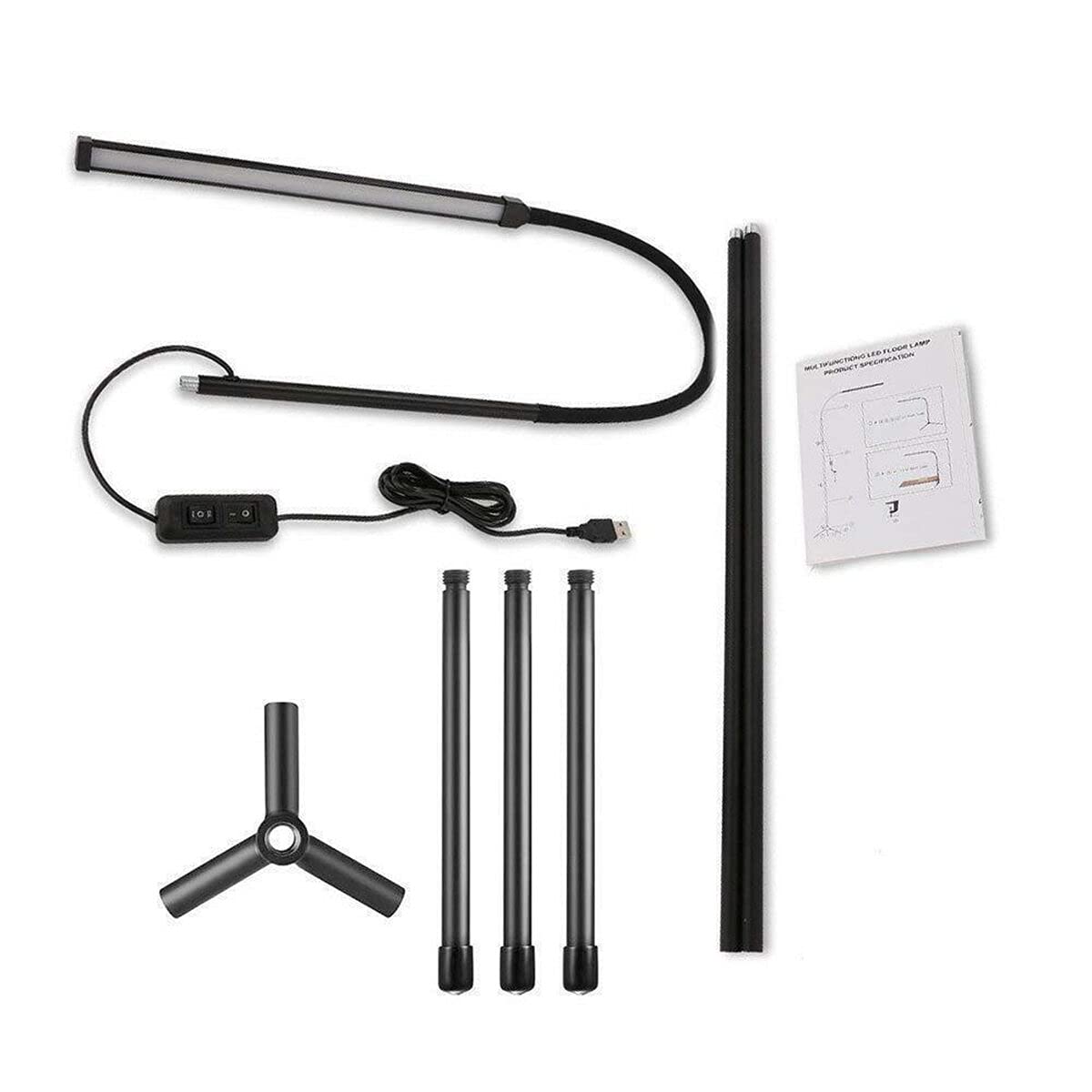 HaiMa 3 in 1 Dimmable USB LED Lettura Piantana Regolabile Bricolage Tavolo Ufficio Luce per la Casa Soggiorno - Bianco