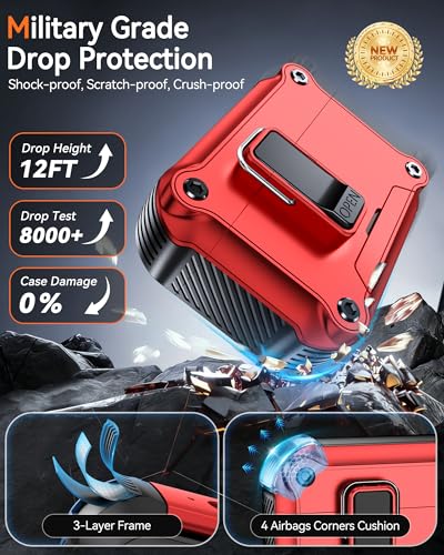 Image of Dual Safety Lock for AirPods Pro 3 Case 2025, Compatible with MagSafe | Designed with Automatic Switch and Phone Stand, Includes a Cleaner & Keychain - Rugged Tough Hard Shell
