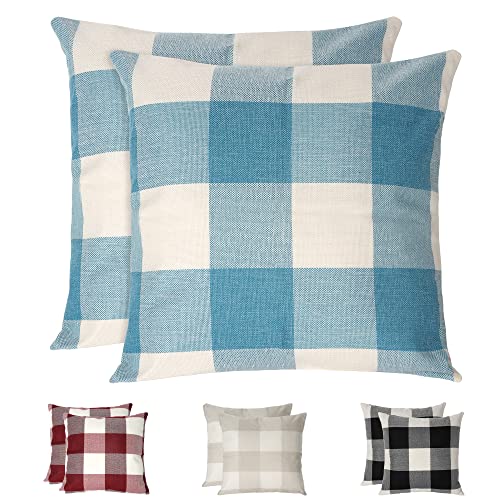 Esiposs Housses de Coussin à Carreaux , Lot de 2 Taie d'oreiller en Polyester Lin Résistant Aux Rides et Respirant, Taie d'oreiller à Carreaux, Housses de Coussin Décorative pour La Maison Cover