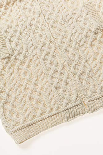 Aran Crafts Women's Cable Knit Wool Celtic Braid Edge To Edge (X4901-Med-Nat) Natural #TOP3