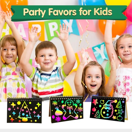 Zmlm PH00054 Rainbow Scratch Party Favors Kids: Birthday Gifts Toy Bulk Scratch Art Notebook 24 Pack Scratch Paper Birthday Party Favor Girls Boys Art Craft Kit Scratch Pads Classroom Prizes thumb #3