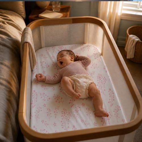 Image of Gllquen Baby Bedside Sleeper Bassinet Sheets 33x20 Inch 4 Pack Girl Boy
