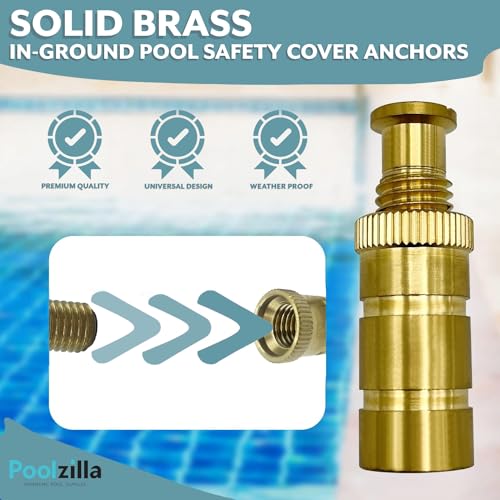Poolzilla Pool Safety Cover Brass Anchors For Concrete And Pavers thumb #2