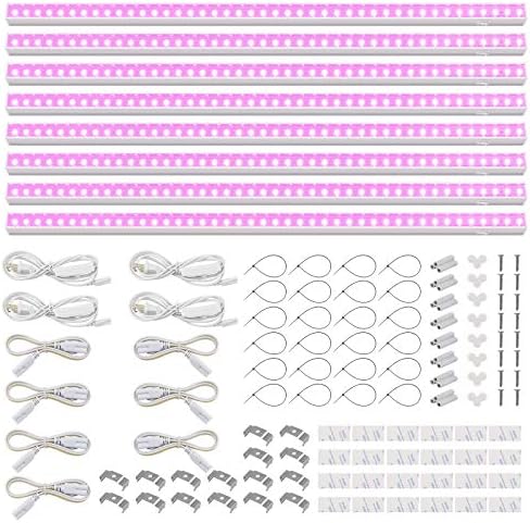 Barrina Grow Lights for Indoor Plants, Full Spectrum, 4ft 160W (8 x 20W), LED Grow Light Strip for Seed Starting, Greenhouse, Plug and Play, 8-Pack
