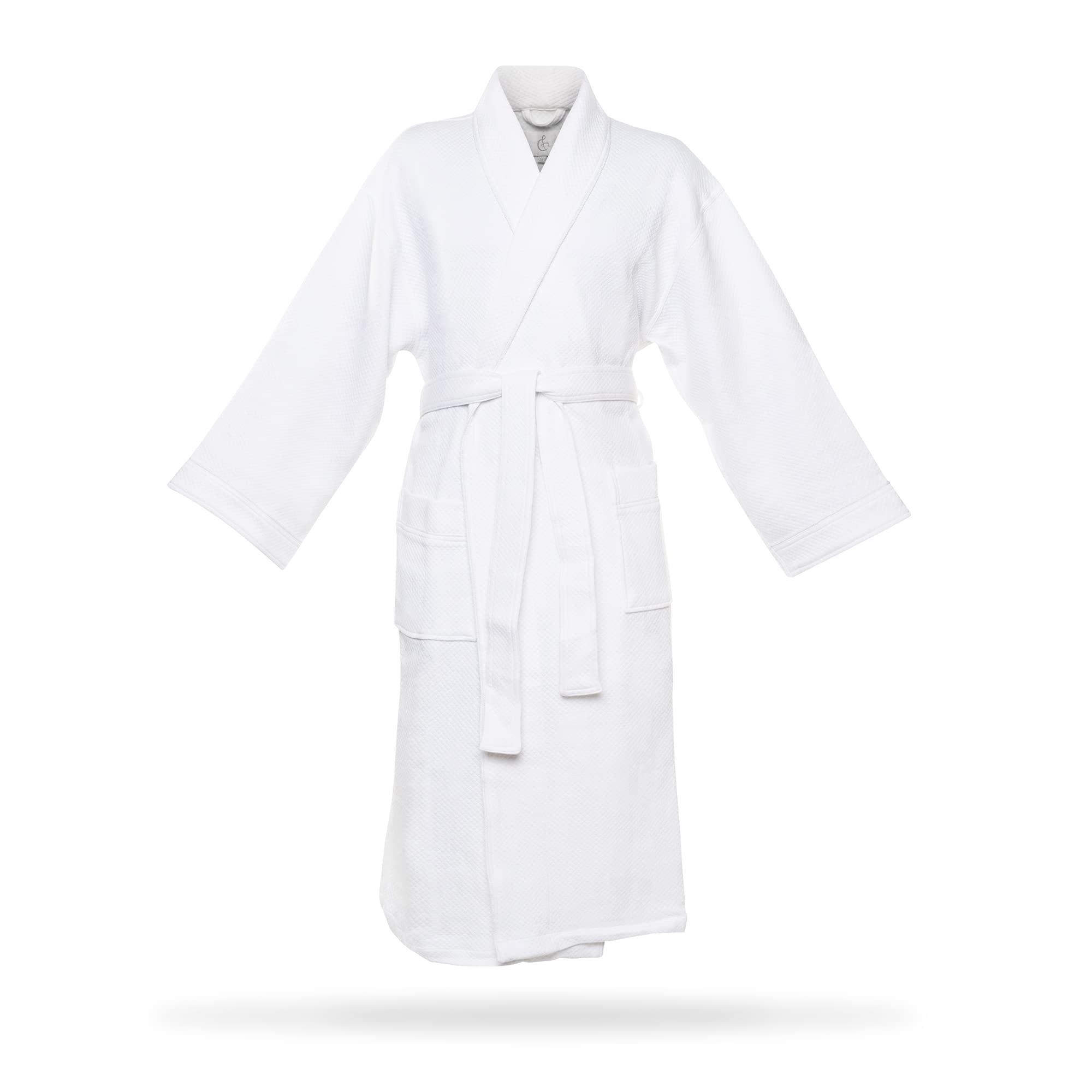 Full-Length Bathrobe - Diamond Jacquard Minx Lined Robe - Traditional Shawl Design