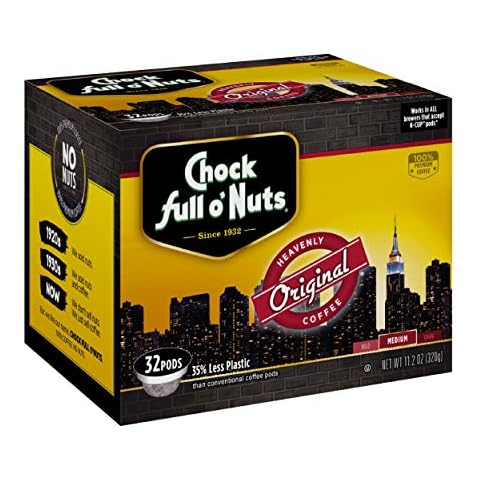 Chock Full o’Nuts Original Roast, Medium Roast K-Cups – Compatible with Keurig Pods K-Cup Brewers (1 Pack of 32 Single-Serve Cups) Cover