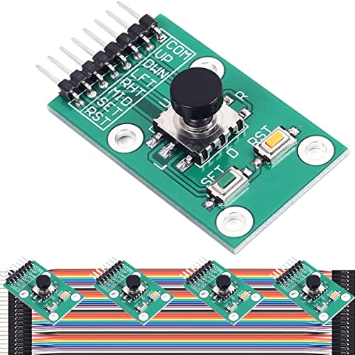 DAOKAI 5 piezas Módulo de botón de navegación de cinco direcciones para MCU AVR Game 5D Rocker Joystick Botón de interruptor de teclado independiente con cable Dupont para Arduino