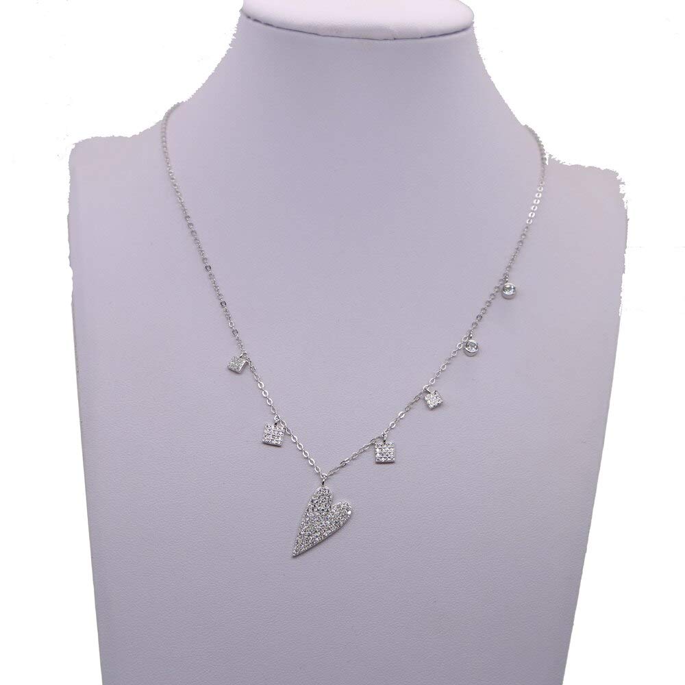 Joyería de moda para mujer con colgante de corazón transparente de plata 3