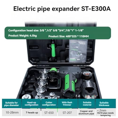 Kit de herramientas expansoras hidráulicas eléctricas con cabezales reemplazables, batería y cortadores de tuberías para aire acondicionado, tuberías de cobre