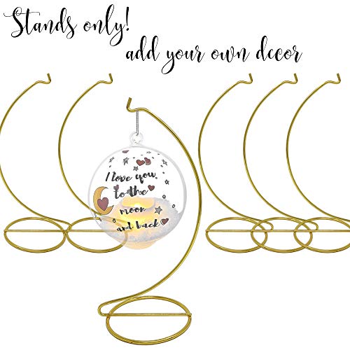 Gold Ornament Stands - Set Of 6 Brass Metal Christmas Ornament Hangers - 9-Inch Stand - Terrarium Display #TOP1