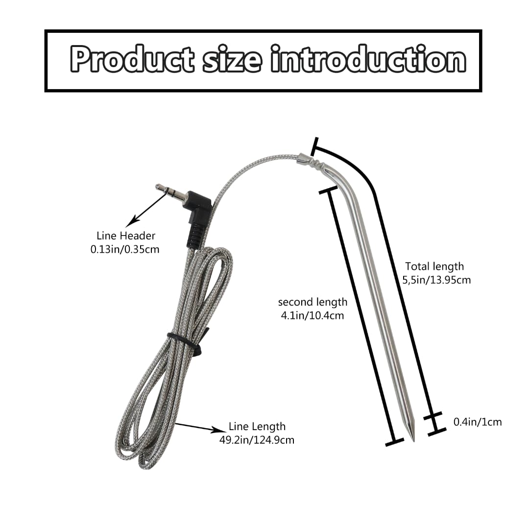 Artmavin Thermostat Probe Replacement for Camp Chef Meat Probes, Barbecue Smoker Grill Temperature Sensor, Pellet Grills Accessories with Stainless Steel Probe Clip, Pack of 2