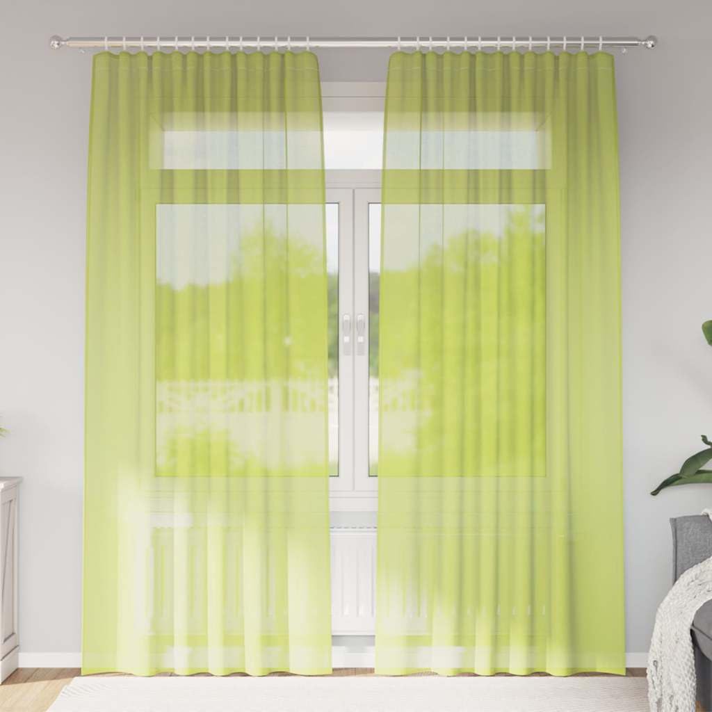 Voilages vert pomme pour tamiser la lumière du salon, rideaux translucides de 245cm