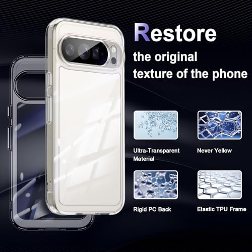 Image of Case for Google Pixel 10 Pro XL, Military Grade Drop Protection Phone Case, Yellowing Resistant, Anti-Scratch Hard PC Back, Shockproof Hard Ultra-Thin Protective Cover, Clear