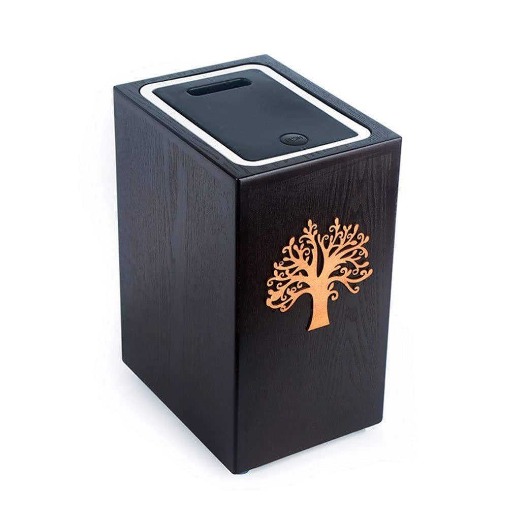 Papelera de Interior para Cocina, Estilo Retro Creativo, con Tapa, para Sala de Estar, Oficina, de Madera, Color Negro, 8 litros de Capacidad, Papelera y contenedor de Reciclaje.