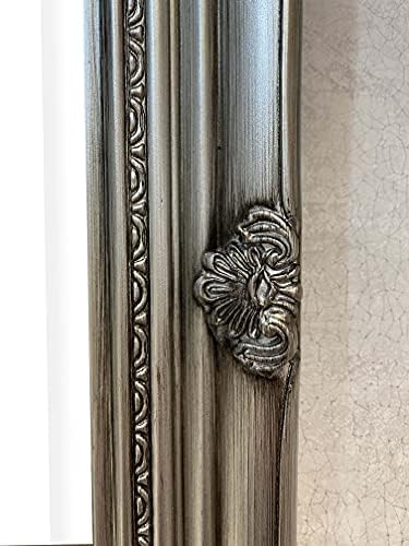 DOWNTON INTERIORS Antique Silver Vintage Style Small Wall Mirror with Bevelled Glass - Overall Size: 21 inches x 17 inches (53 cm x 43 cm)
