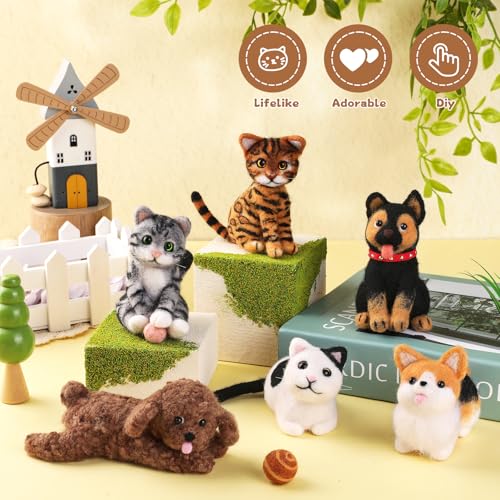 Image of Mayboos 12 Pcs Needle Felting Kit, Animal Needle Felting Beginner Kits Wool Felt Needle Felting Tools with Instruction for DIY Craft Animal Home Decoration