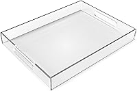 Vista 11 de Bandeja de acrílico para servir (12 x 12 x 2 pulgadas) con asas, a prueba de derrames, bandeja decorativa transparente para aperitivos, desayuno
