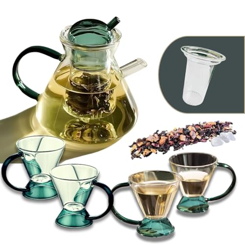 Service à thé en verre borosilicate théière 500ml et 4 tasses modernes - 2