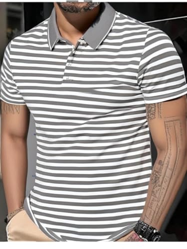 Image of Mack Jonney Men's Striped Cotton Rich Polo T Shirt | Collar Tshirts | Half Sleeves | Stripe-Regular Fit-MACK640682