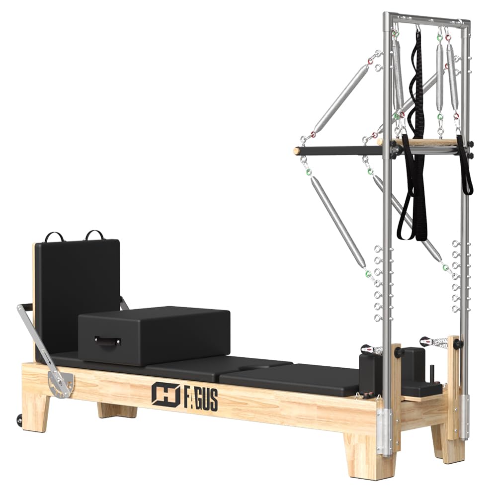 Maple Wooden Pilates Reformer with Tower for Home Studio Machine Equipment Improve Core Strength for Beginner