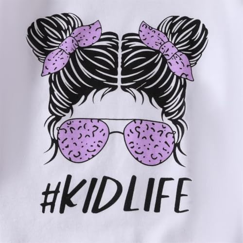 Image of OLMRJKD Kids Toddler Girls Clothes Figure Graphic Drop Shoulder Top Pullover Spotted Print Pants Fall Winter Outfit Set